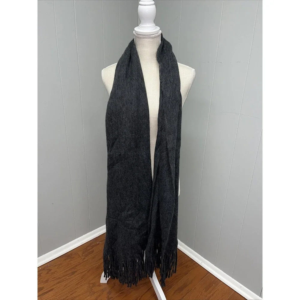 STEVE MADDEN oversized super soft knit long fringes women's‎ scarf muffler BLACK